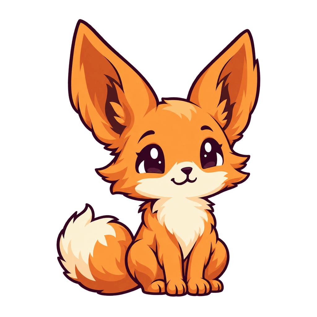 Pip, a little orange fox, looking up